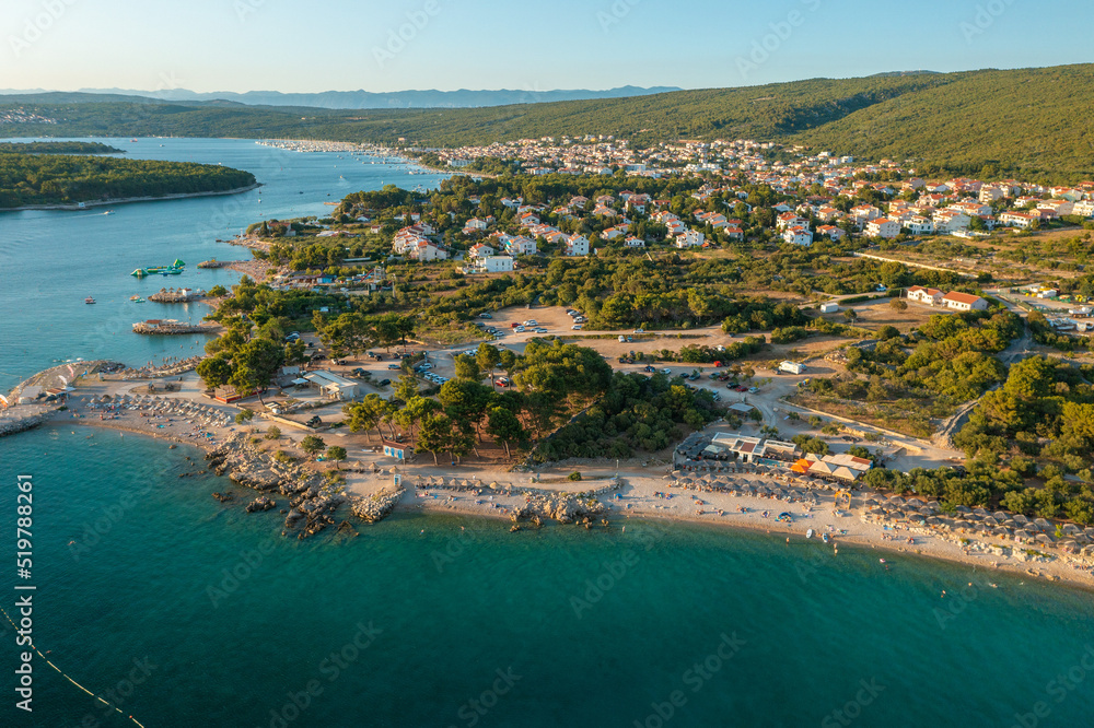 Aerial scene of Punat town on Krk island, Croatia
