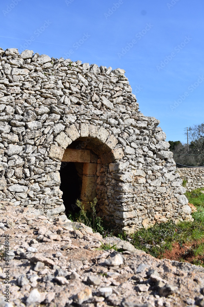 old traditional dry stone building from south italy
