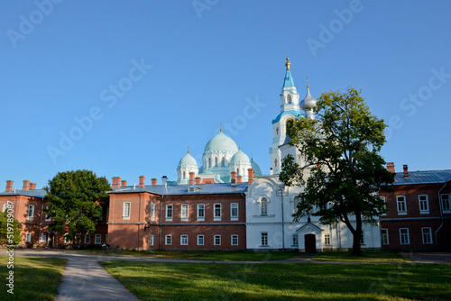 Spaso-Preobrazhensky Cathedral of Valaam Monastery on a summer day. Famous ancient monastery on an island in Lake Ladoga photo