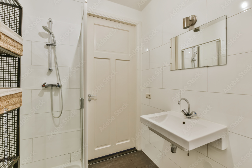 Interior of a sink with a shower Interior of a sink with a shower