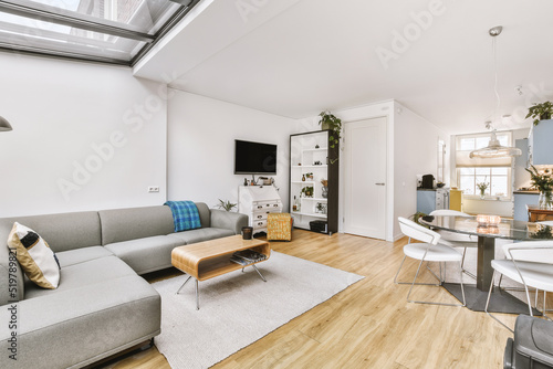 Dining room with wall mounted TV
