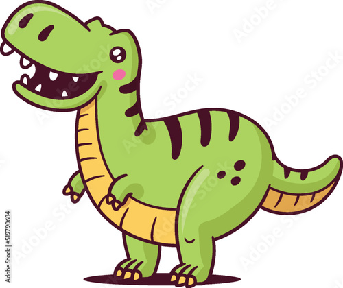 Kawaii t-rex dinosaur cartoon character vector illustration