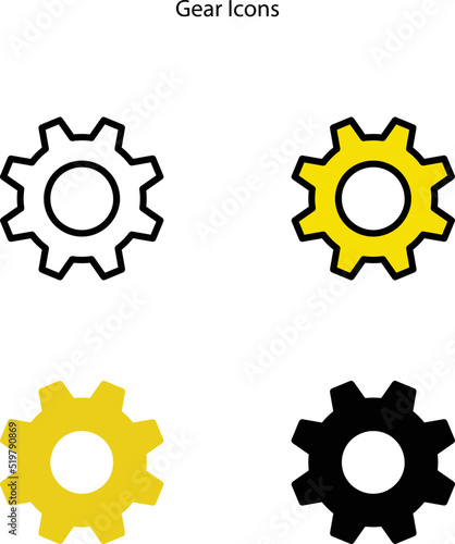 gear icon isolated on white background with deferent style, gear icon thin line outline linear gear symbol for logo, web, app, UI. gear icon simple sign.
