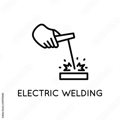 Electric Welding Icon. Done in Modern Black Linear Style Isolated on White Background.