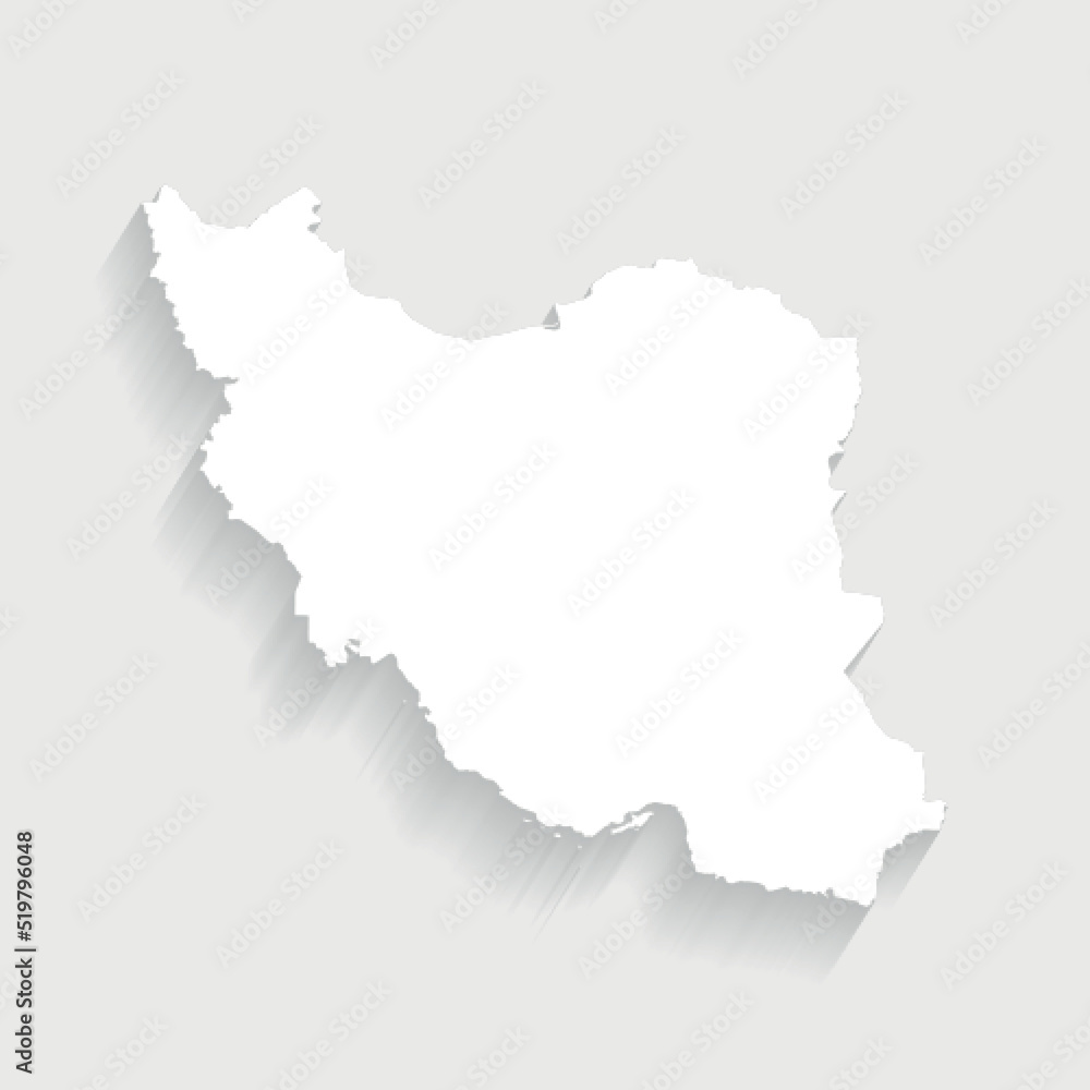 Simple white Iran map on gray background, vector, illustration, eps 10 file