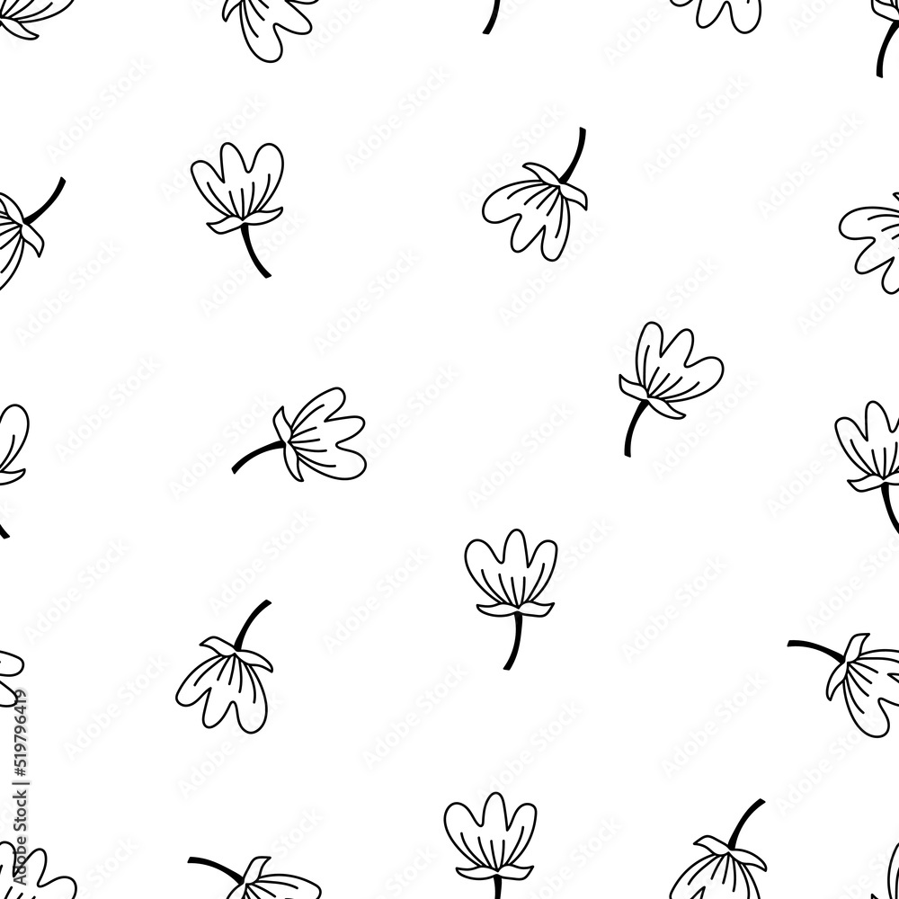 Flowers tiny vintage minimal doodle pattern