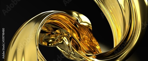 Flying gold cloth isolated ...