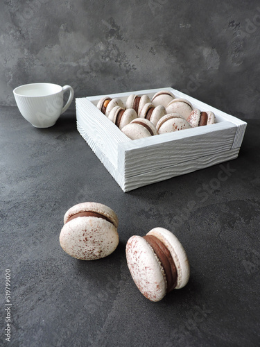 homemade macaroons with chocolate filling