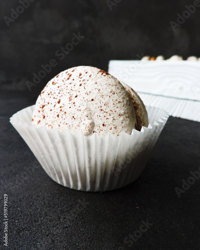 homemade macaroons with chocolate filling