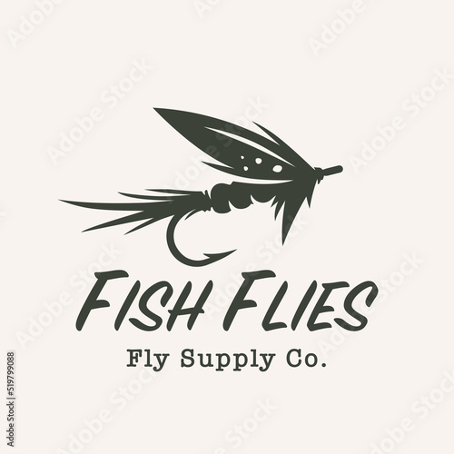 Fototapeta Fly fishing hook logo
