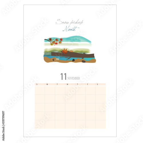 November calendar with the cold first frost