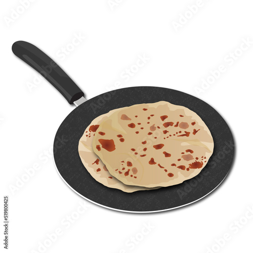 Chapathi Roti in tawa, illustration Vector file