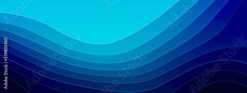 Dark blue gradient 3d papercut topography map relief. Papercut multi layers 3D color texture vector background. Abstract topography concept design or flowing liquid illustration for website template.