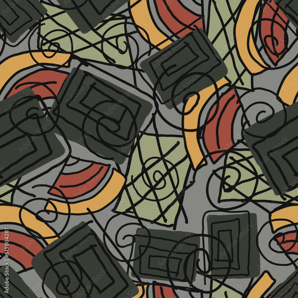 Abstract seamless grunge pattern. Background in the style of doodle, children's drawings.