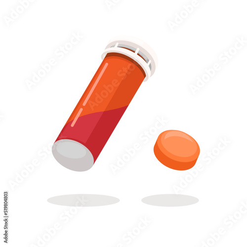 effervescence multivitamin supplement bottle and pill product illustration vector