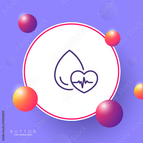 Heart pulse line icon. Heartbeat, check, water drop, cardiology, cardiologist, electrocardiogram, treatment, doppler, saturation, prescription, biometrics. Healthcare concept. Vector line icon