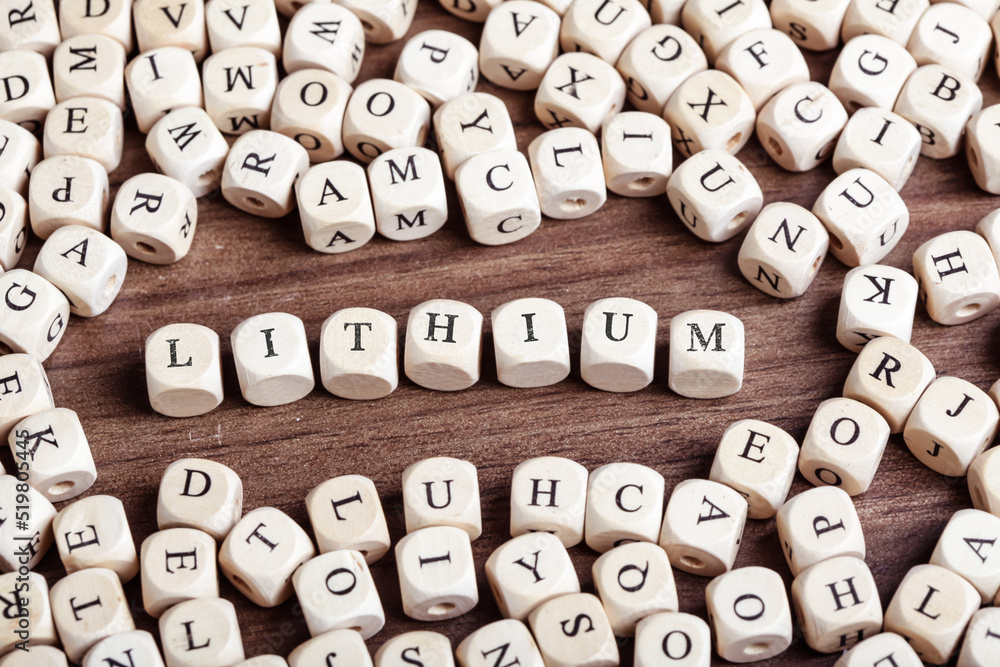 Lithium, letter dices word Lithium, letter dices word
