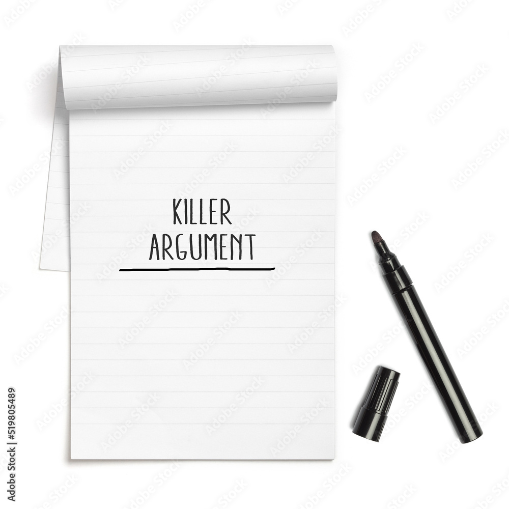 Killer Argument headline on paper note book