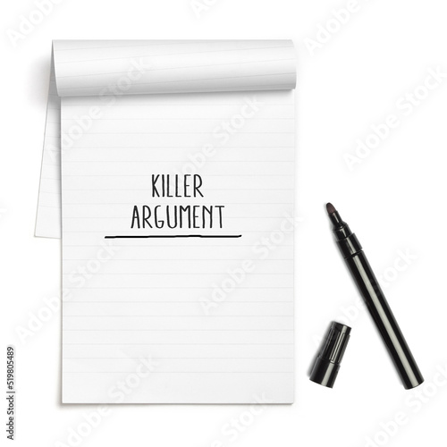 Obraz na płótnie Killer Argument headline on paper note book w salonie