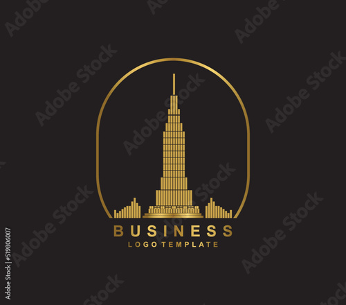 construction company logo template in gold colors