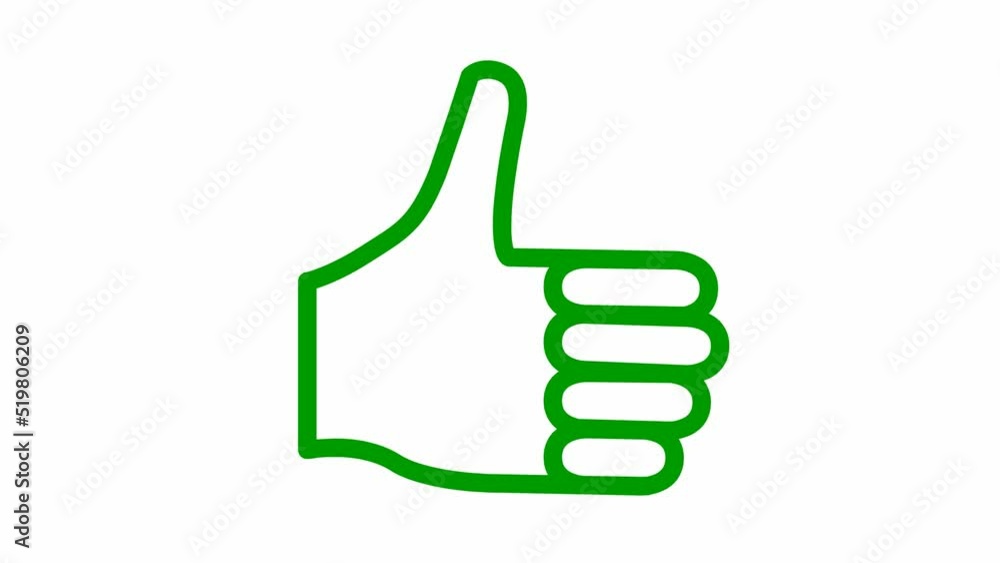 Animated green line symbol of like. Hand icon. Looped video. Vector flat illustration isolated on the white background.
Animated green line symbol of like. Hand icon. Looped video. Vector flat illustration isolated on the white background.