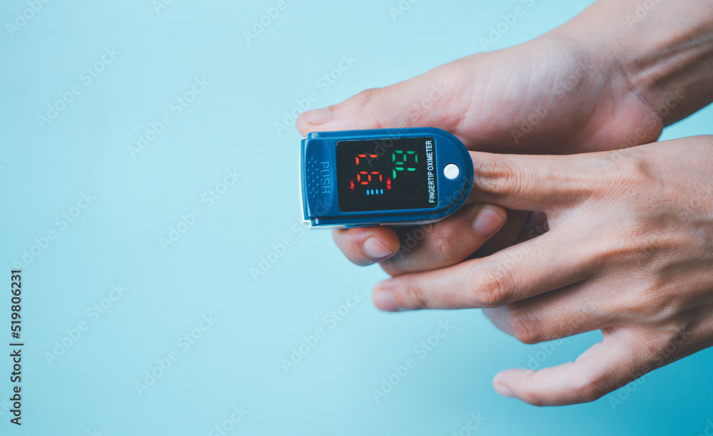 Pulse oximeter used to measurement of pulse and saturation of blood with oxygen. Pulse oximeter used to measurement of pulse and saturation of blood with oxygen.
