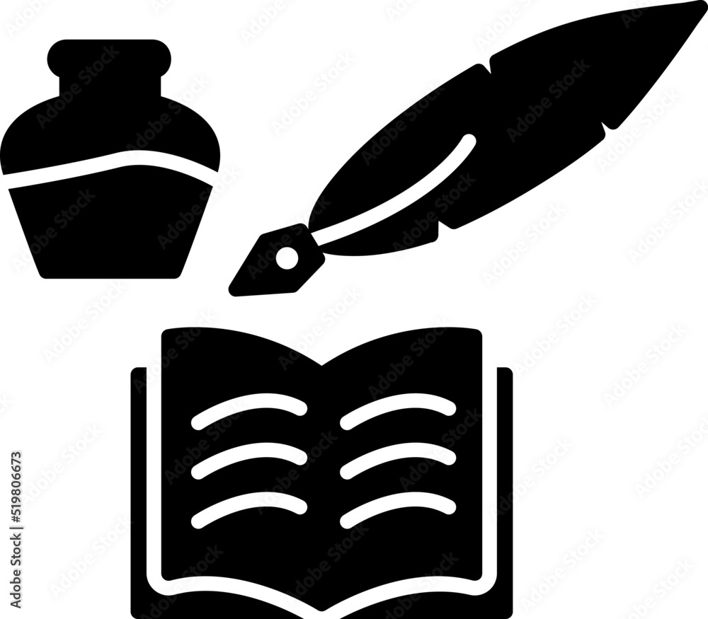 Unique Quill and Book Vector Icon Unique Quill and Book Vector Icon