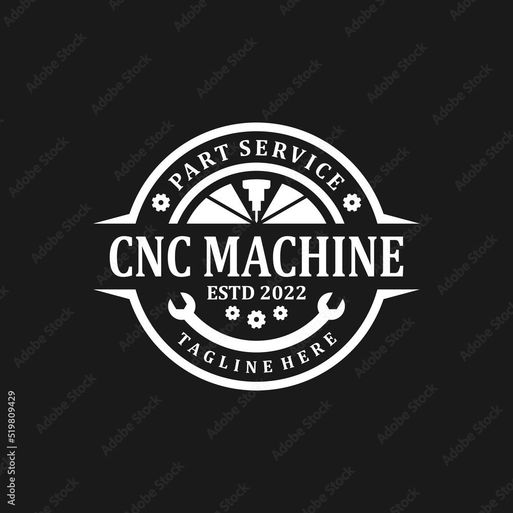 cnc machine logo. auto service workshop