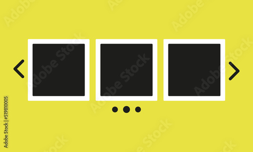 Flip through digital photos. Vector illustration. Creative occupation, creativity, hobby, capture the moment, view, viewer, arrow, next page. Art concept. Vector line icon for Business and Advertising