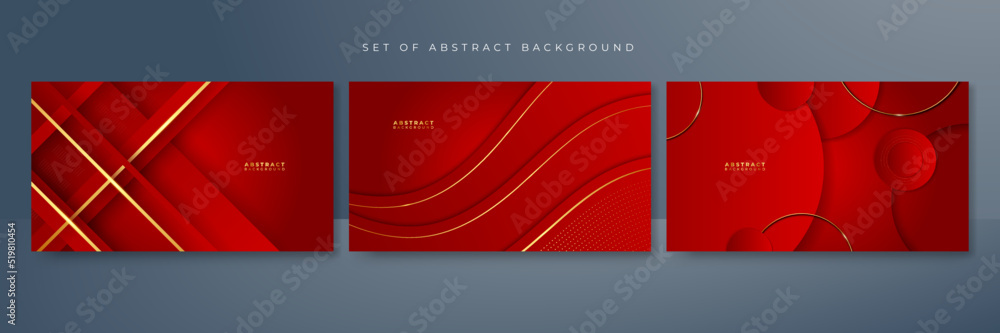 Fototapeta premium Abstract luxury red and gold background. Vector illustration abstract graphic design banner pattern presentation background web template.