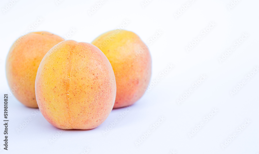 Apricot fruits isolated on white background. Apricot fruits isolated on white background.