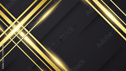 Abstract black and gold luxury background with shiny textured layered modern light rays effect shapes