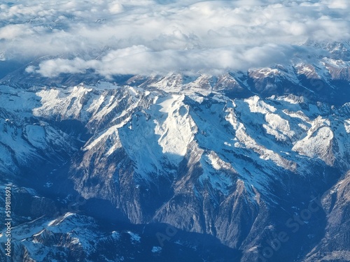 winter mountain landscape from a plane