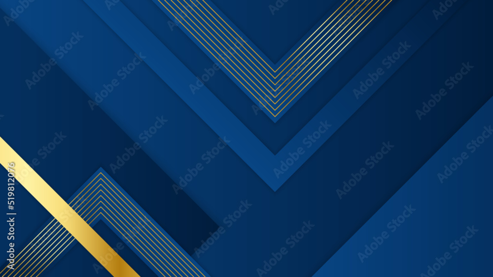 Abstract template blue geometric diagonal background with golden line. Luxury style. Abstract template blue geometric diagonal background with golden line. Luxury style.