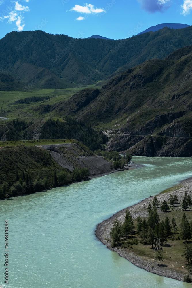 Inspiring image of mountains and river landscape. Majestic nature for travel destinations.