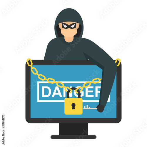 Firewall Cracking vector icon design, White Collar Crime symbol, Computer crime Sign, security breakers stock illustration, Hacker Stealing the Information from Mainframe Concept