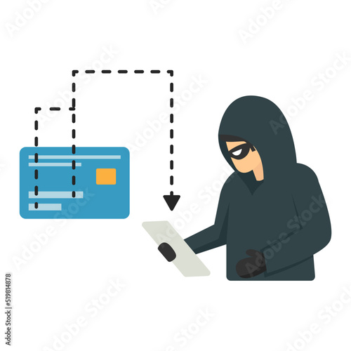 Credit card fraud vector icon design, White Collar Crime symbol, Computer crime Sign, security breakers stock illustration, card skimmers or shimmers Concept