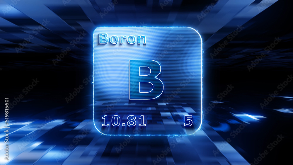 Fototapeta premium Modern periodic table element Boron 3D illustration