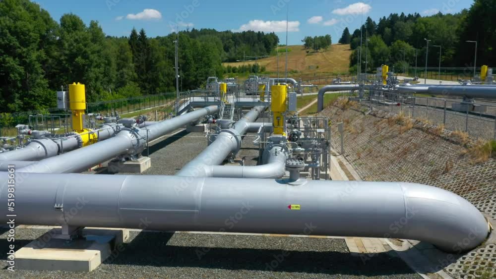 Gas pipeline Gazelle. One part of Nord Stream pipeline from Russia to European Union. High pressure pipes on a hot summer day. Gas pipeline Gazelle. One part of Nord Stream pipeline from Russia to European Union. High pressure pipes on a hot summer day.