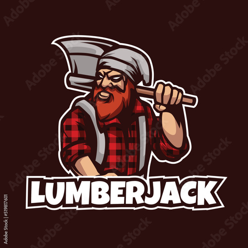 Lumberjack Man Mascot Logo Illustration