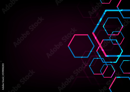 hexagon science abstract background, networking technology