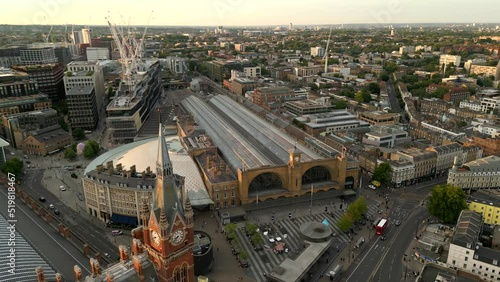 Aerial video St Pancras International Station and Kings Cross London photo