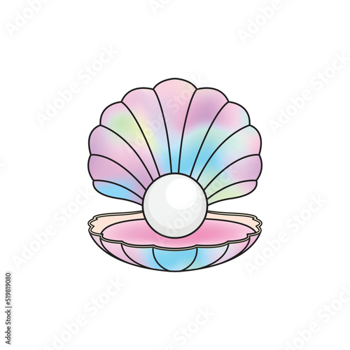 Cute rainbow sea shell with pearl in unicorn theme.