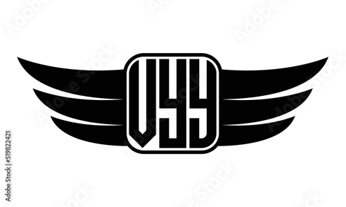 VYY three Letter wing minimalist creative concept icon eagle symbol professional black and white logo design, Vector template photo