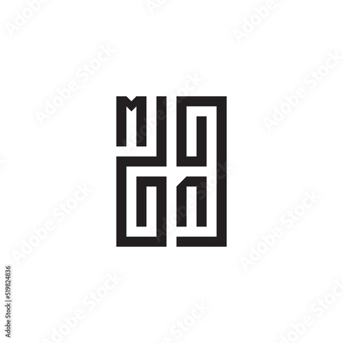 MN geometric initial square concept logo with high quality design