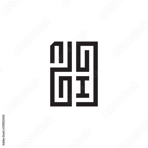 NI geometric initial square concept logo with high quality design