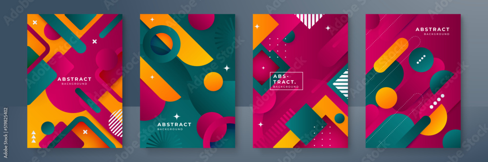Fototapeta premium Abstract trendy gradient flowing geometric pattern background texture for poster cover design. Minimal color gradient banner template. Modern vector wave shape for brochure and social media template