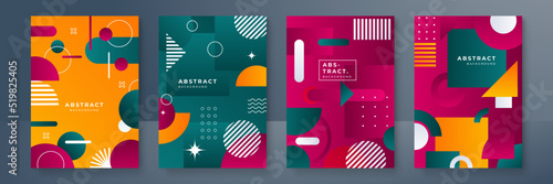 Abstract trendy gradient flowing geometric pattern background texture for poster cover design. Minimal color gradient banner template. Modern vector wave shape for brochure and social media template