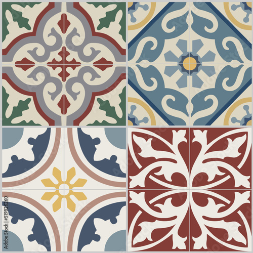 Ceramic Tiles. Hydraulic ceramic. Digital design. Floral decorative ornament.