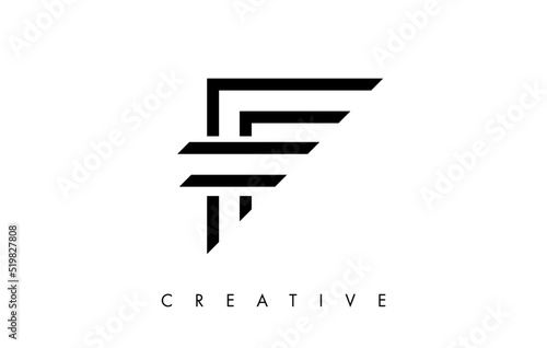 F Letter Logo Monogram with Black and White Lines and Minimalist Design Vector